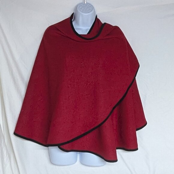 Gorgeous red wool circle cape one size EUC - Picture 1 of 6